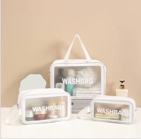 Waterproof Travel Toiletry Bag Set (3pcs) – Transparent PVC Organizers for Women