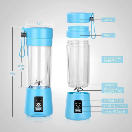 Cozynest™ 6-Blade USB Juicer – Portable Smoothie & Shake Maker (380ml)