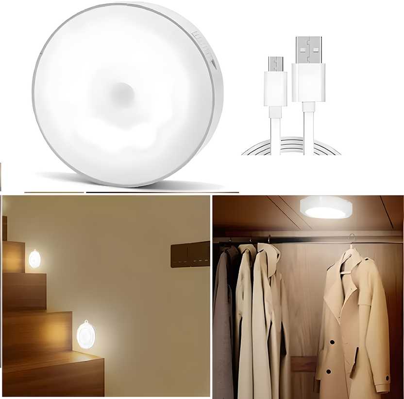Cozynest GlowGuard™ – Wireless Motion Sensor LED Night Light (USB Rechargeable)