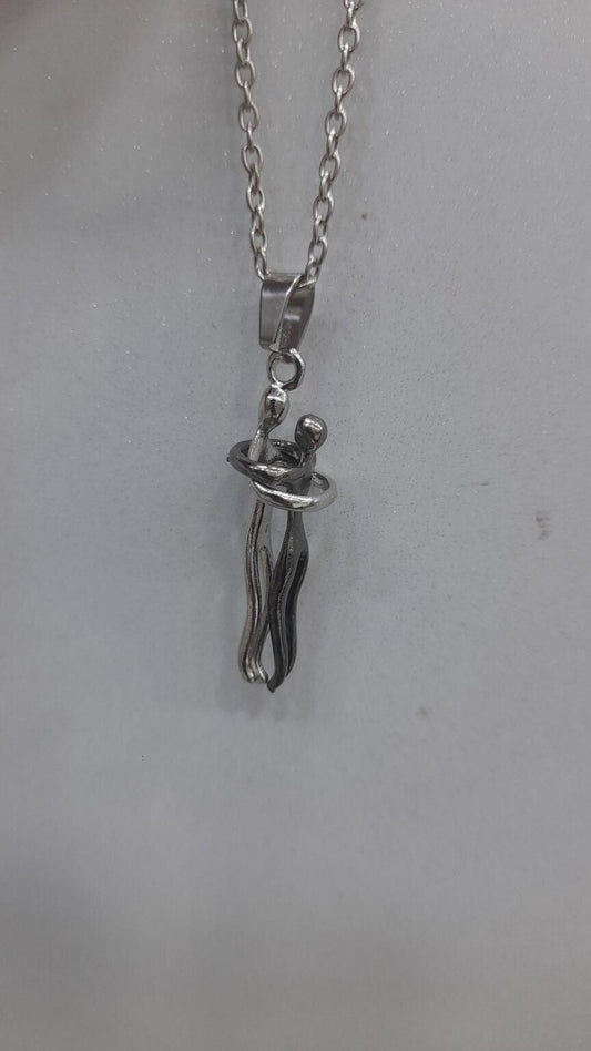 Cozynest™ Hug-Inspired Couple Pendant – Silver & Black Bonded Chain Set 💑🖤
