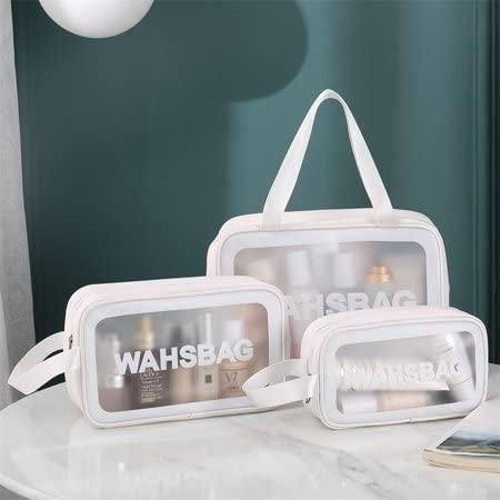 Waterproof Travel Toiletry Bag Set (3pcs) – Transparent PVC Organizers for Women