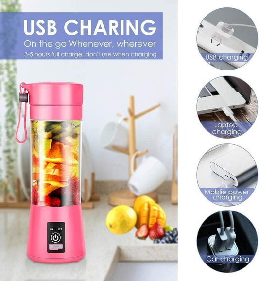 Cozynest™ 6-Blade USB Juicer – Portable Smoothie & Shake Maker (380ml)