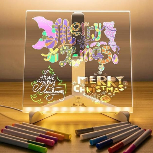 CozyNest™ 3D LED Acrylic Message Pad – With 12 Neon Pens & USB Light Stand