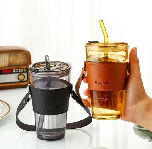 Cozynest™ Glass Tumbler with Straw & Lid – Sip in Style 💧✨