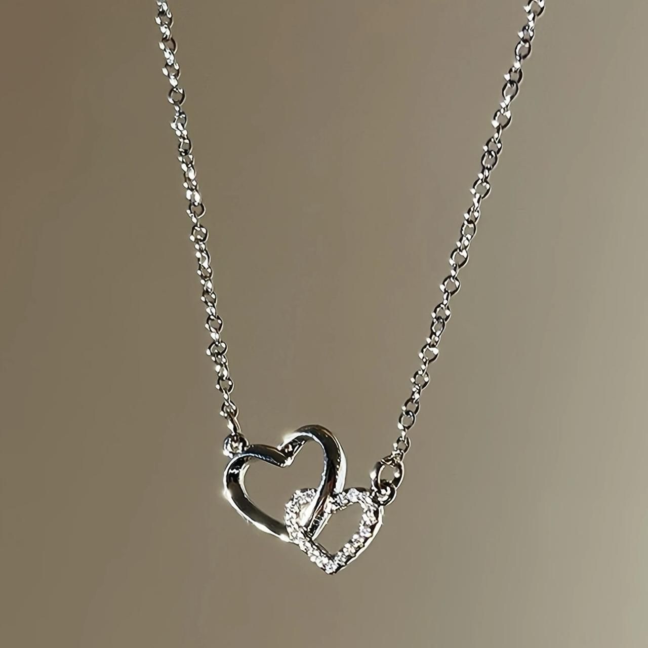 Cozynest™ Dual Heart Silver Plated Pendant for Women 💖✨