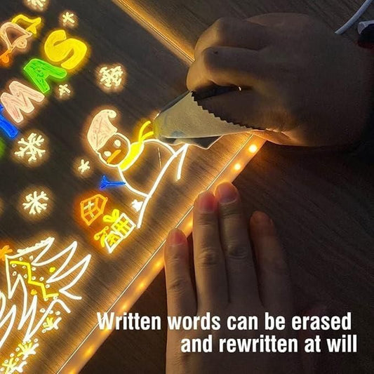 CozyNest™ 3D LED Acrylic Message Pad – With 12 Neon Pens & USB Light Stand