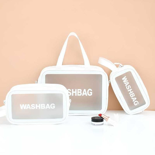Waterproof Travel Toiletry Bag Set (3pcs) – Transparent PVC Organizers for Women