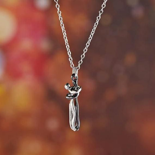 Cozynest™ Hug-Inspired Couple Pendant – Silver & Black Bonded Chain Set 💑🖤