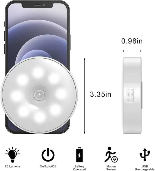 Cozynest GlowGuard™ – Wireless Motion Sensor LED Night Light (USB Rechargeable)