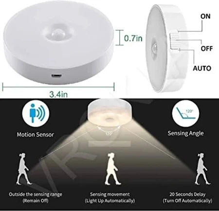 Cozynest GlowGuard™ – Wireless Motion Sensor LED Night Light (USB Rechargeable)