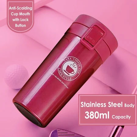 Cozynest™ Maroon Smart Grip Thermo Flask – 380ML | Spill-Proof Sipper 💼